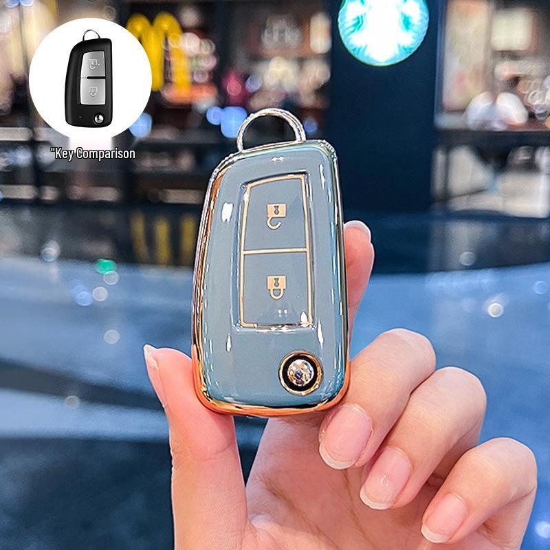 

Nissan Sylphy Classic Two-Button Key Cover for Qashqai, X-Trail, Kicks, Tiida, Bluebird - Female Car Case with Buckle