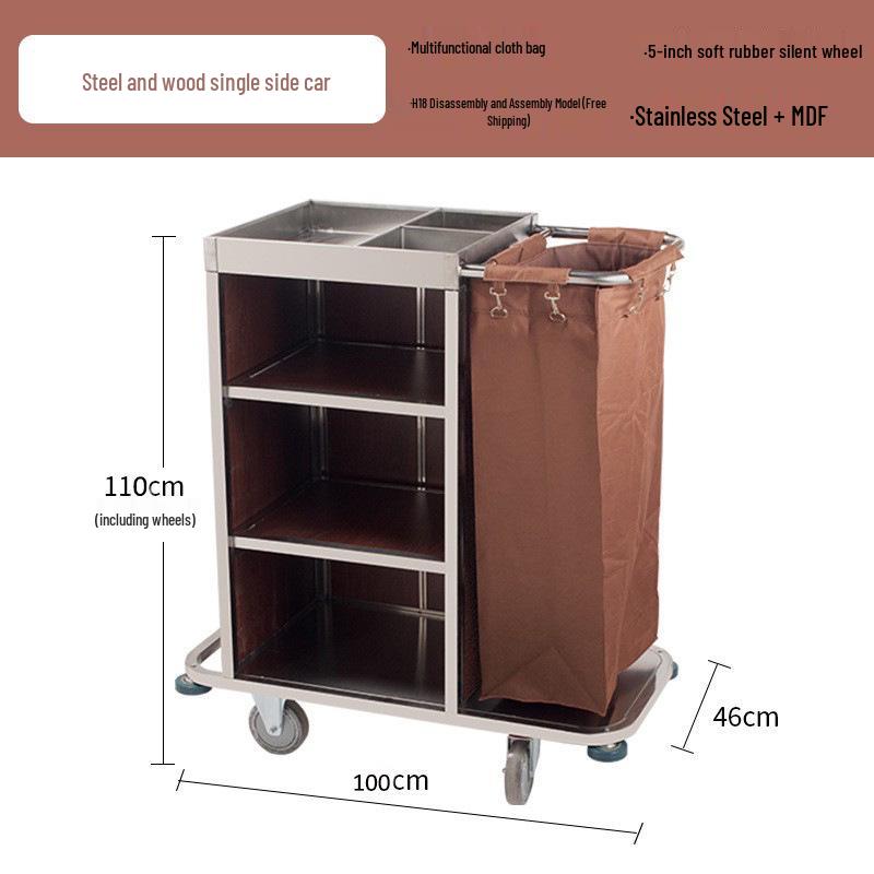 Hotel Linen & Room Service Cart – Stainless Steel Double-Sided Trolley for Cleaning & Sanitation.