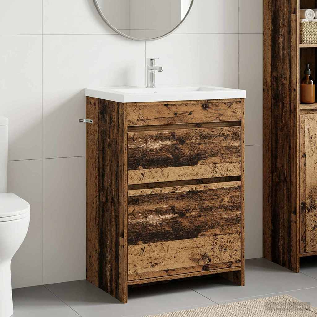 Bathroom Vanity Unit Reclaimed Wood Look 56 x 37.5 x 81 cm Engineered Wood