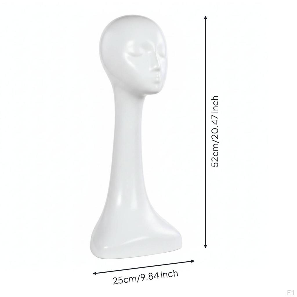 Mannequin Head with Bust Glossy Female LongNeck Hairpiece Stand for Retailers, Window