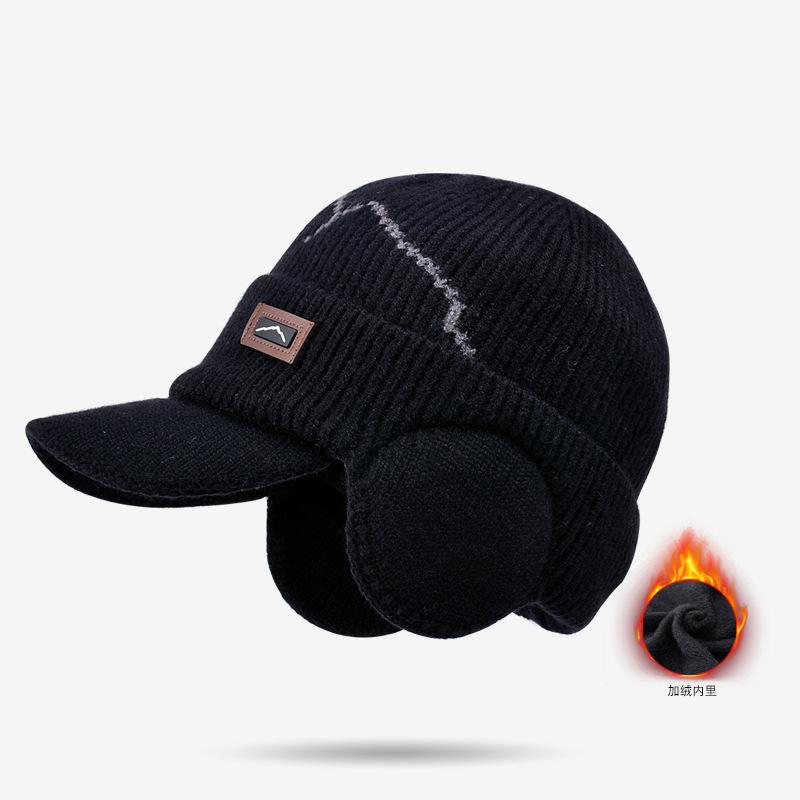 Winter Outdoor Cycling Ear Protection Headgear Fleece Thickened Cap Men's Cold and Warm Knitted Wool Hat