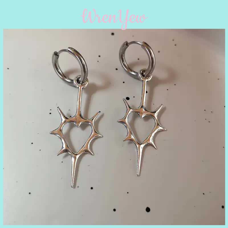 Geometric Star Earrings Alloy Pendant Gothic Retro For Women