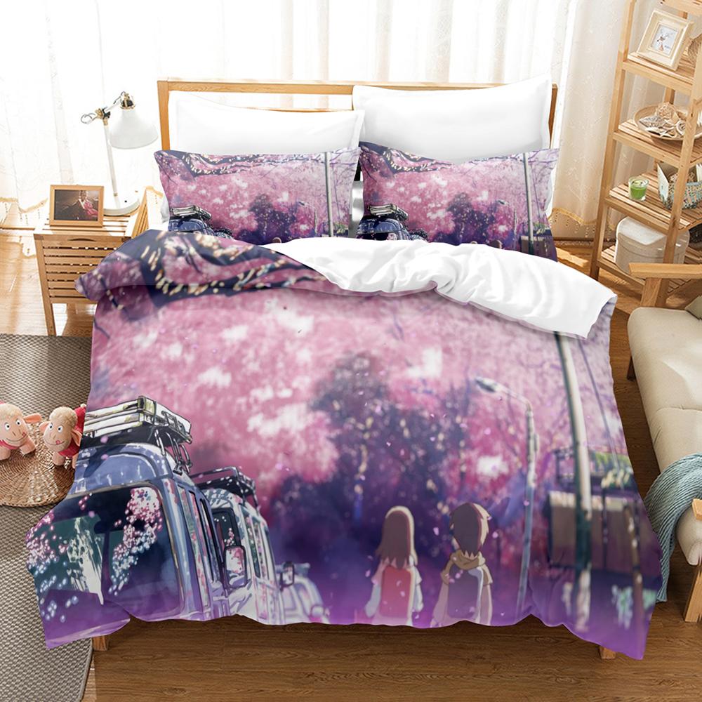 Japan 3D Anime 5 Centimeters Per Second Bedding Sets Duvet Cover Set With Pillowcase Twin Full Queen King Bedclothes Bed Linen