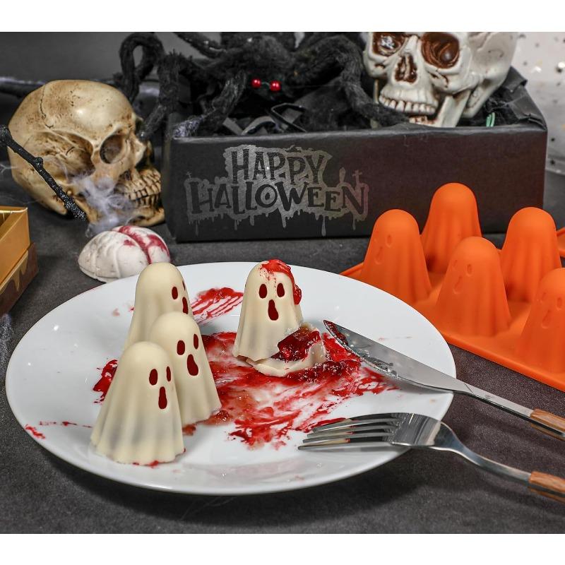 Ghost Silicone Jelly Mold Halloween Baking Mold for Chocolate Candy Gummy Crayon DIY Bat Spider Skull Mousse Fondant Mold