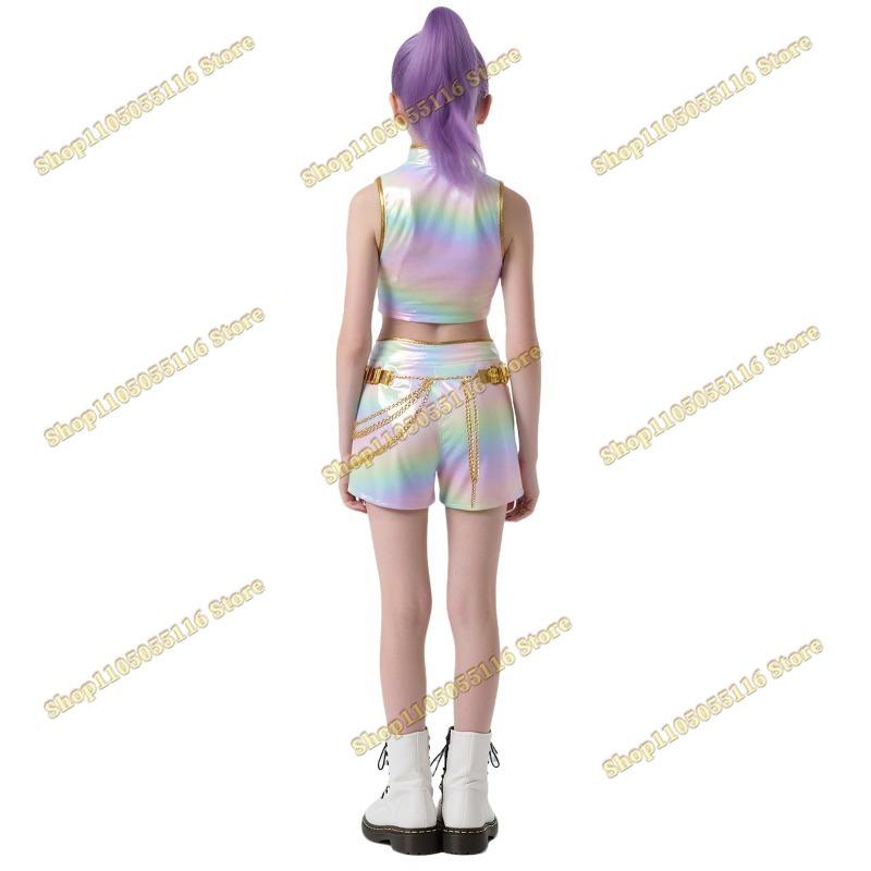 Costum de Performanță Alb Auriu pentru Copii KPOP Huntrix Rumi Zoey Mira Costum Cosplay Perucă KPop Vânătorii de Demoni Uniformă Petrecere Halloween