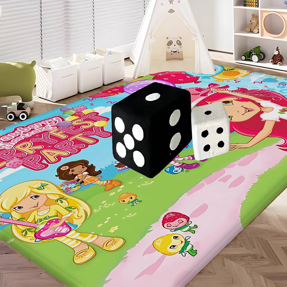 S-Strawberry-Pink Girl Door Mat Kids Room Bedroom Decoration Balcony Anti-Slip Doormat Living Room Doormat Area Rug
