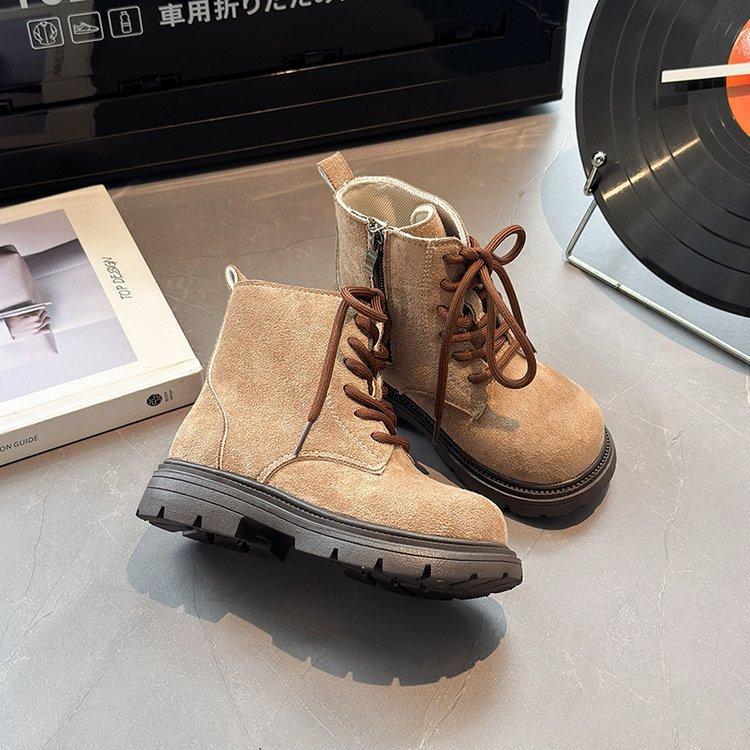 

Children s fleece-lined Martin boots, Korean style, new autumn and winter models, girls boots with thick soles and side zippers, boys soft-soled 26