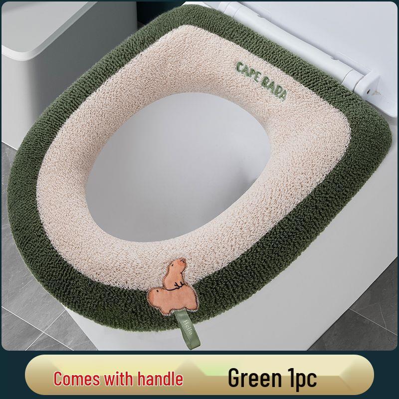 

Универсальный плюшевый чехол для сиденья унитаза: Утолщенная, бархатная, теплая подушка О-образной формы для использования осенью и зимой