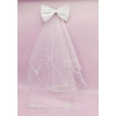 Flower Girl Veil Bow Veils with Hair Clip Wedding Hair Accessories White
