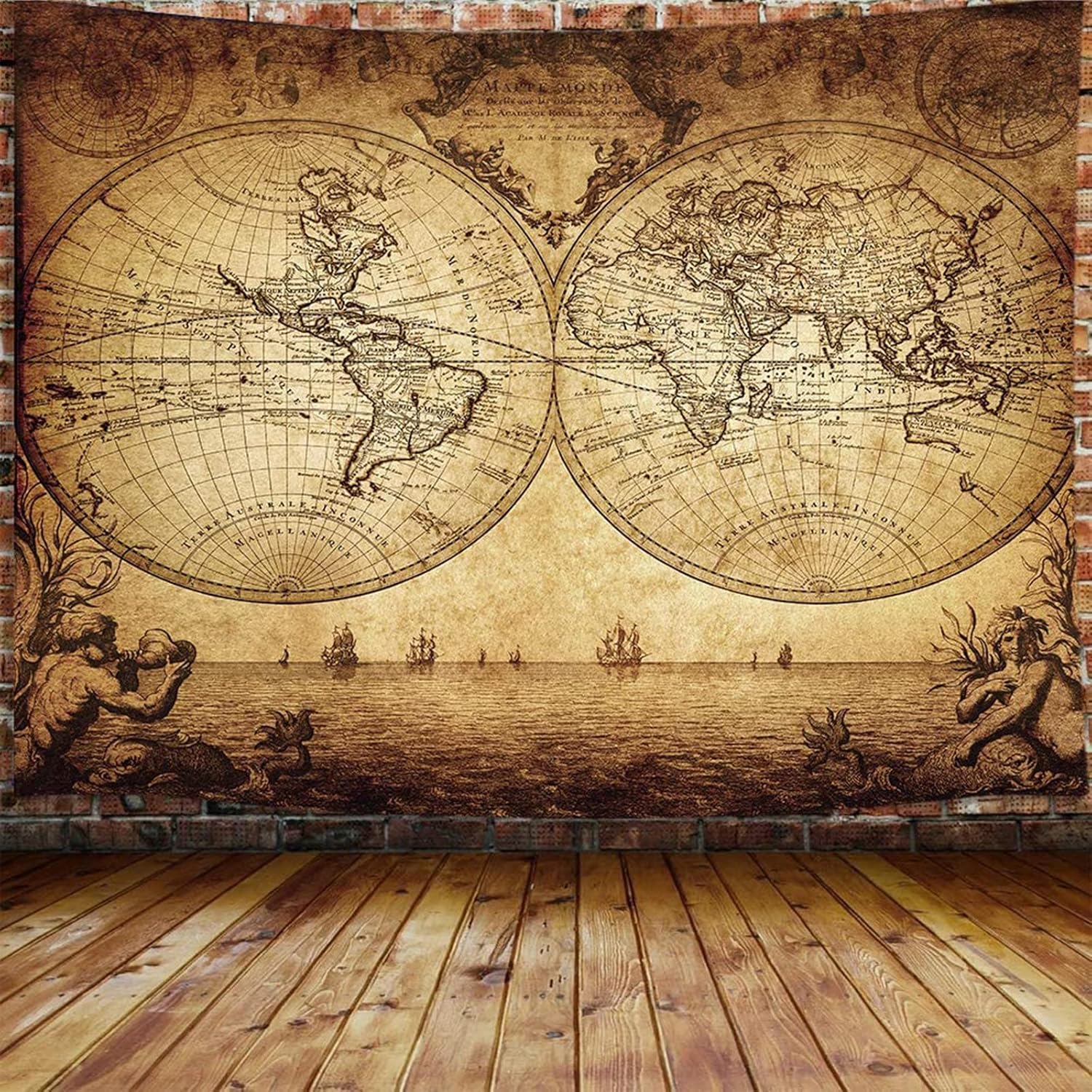 Tapestry Djavo old vintage world map 75x100