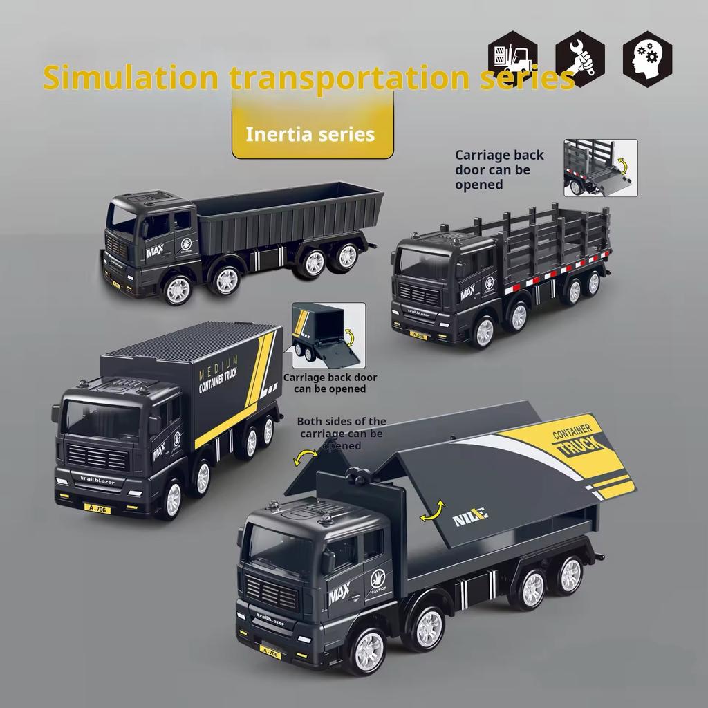 1pc Children's Game Car Simulation Transport Truck Container Children's Inertial Vehicle Model Education Toy Gift Combination