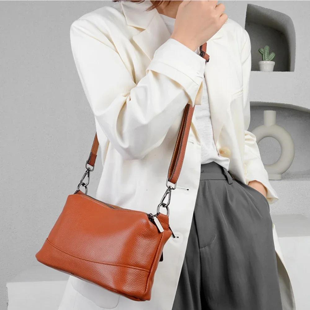 Fashion Women Genuine Leather Handbags Women's Bags Designer Female Shoulder Bags Luxury Brand Cowhide Ladies Messenger Bag
