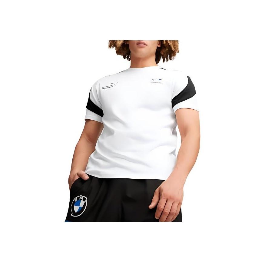 Puma Bmw M Motorsport Round Neck Cool Color Block Short Sleeve T-Shirt Men Tops White 624141-02