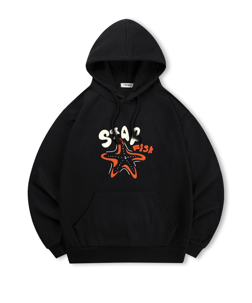 [Non-Fleece Or Fleece-Lined] Starfish Print Hooded Sweatshirt (Type B)