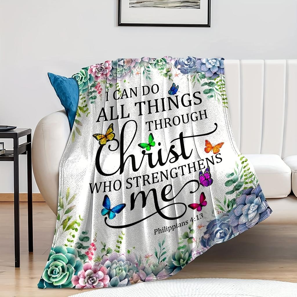 Inspirational Christian Gift for Women: Soft Flannel Bible Verse Prayer Throw Blanket for Healing and Comfort