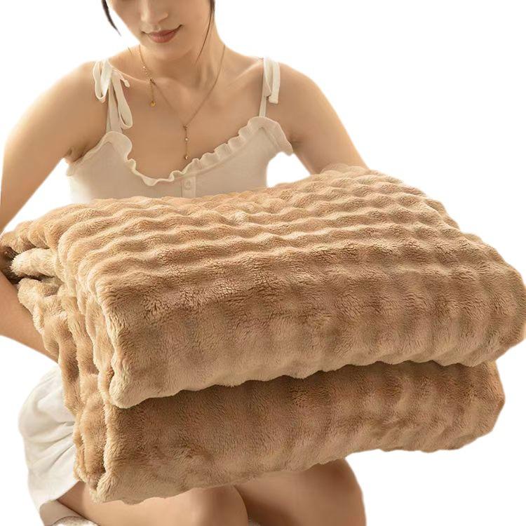 Útulná flanelová deka na zdřímnutí - Silný bublinkový korálový fleece na zimu