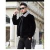 2024 Autumn/Winter Men's Thick Faux Mink Fur Coat with Full White Collar