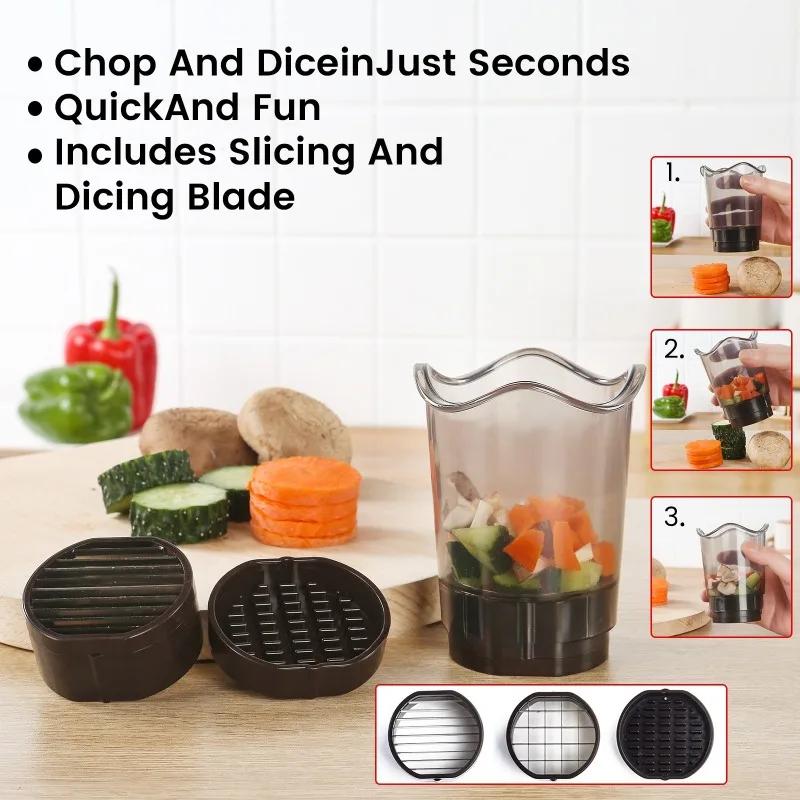 Stainless Steel Slicing Cups with Push Plate Fruit and Vegetable Food Quick Slicer Quick Making Salad Kitchen Slicing Tools