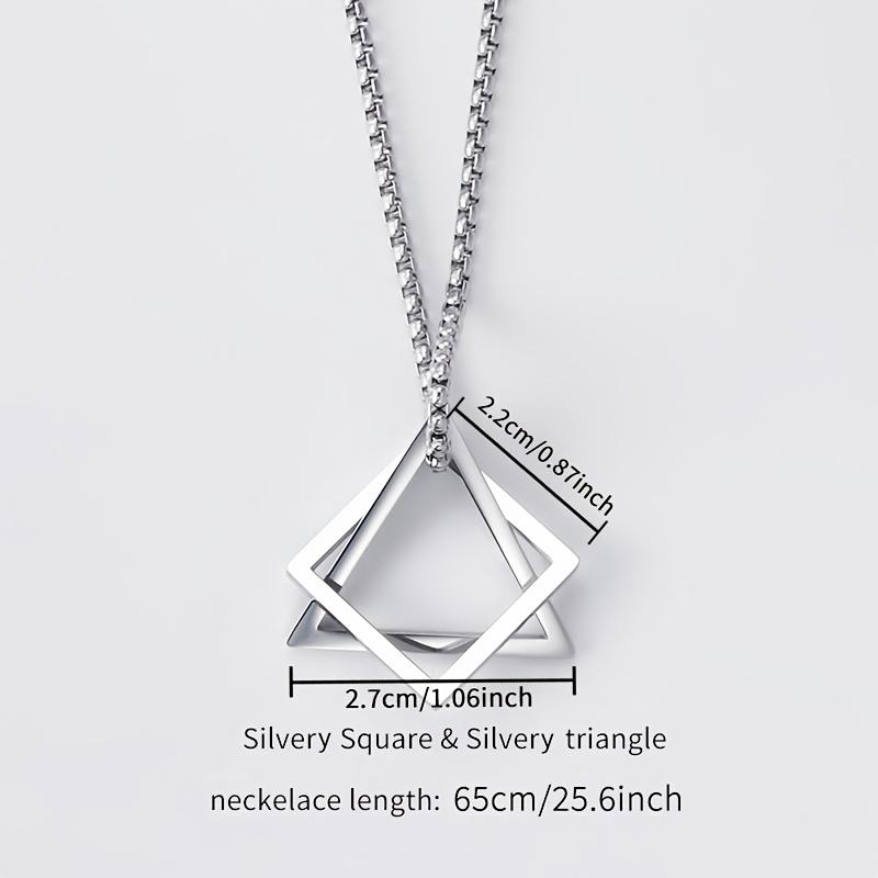 Stainless Steel Geometric Pendant Necklace for Men, Hip-Hop Style Fashion Accessory Couple Gift