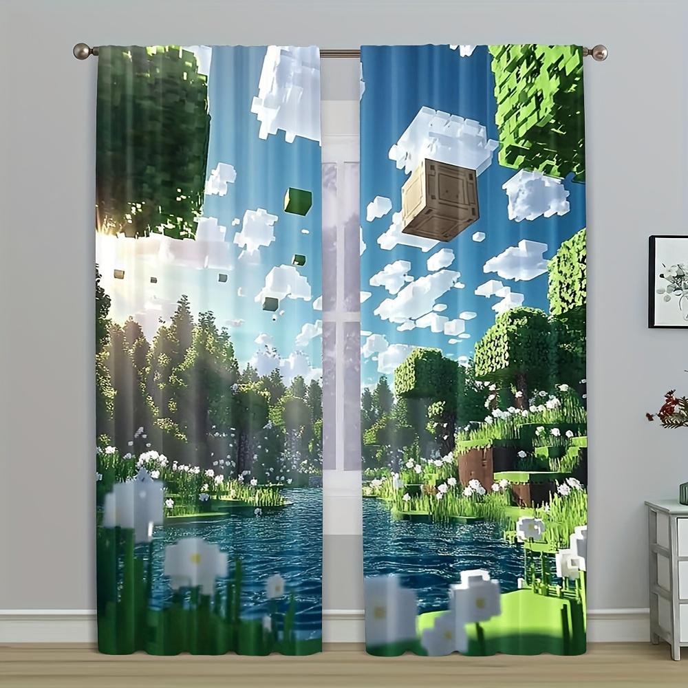 

Spatial Pattern Printed Curtains Christmas Decorations Bedroom Living Room Decoration Home Curtain Polyester Perfect For Sitting W100*H70(CM)-Grommet top&2PCS