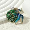 Elegant Women Men Exquisite Enamel Goldfish Lotus Leaf Brooch Badges Fashion Unisex Creative Pearl Crystal Fish Pin Buckle