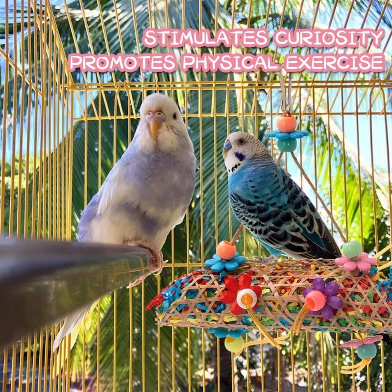 Hängendes Futterspielzeug Vogel Futterspielzeug Seegras Korb Seil Bungee Vogelspielzeug Vogel Zerrupfspielzeug Kaubares Papageienspielzeug