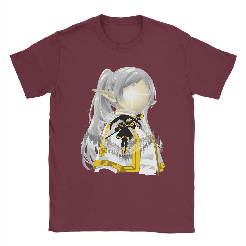 Sousou No Frieren Anime T-Shirts for Men  Fun 100% Cotton Tee Shirt Round Neck Short Sleeve T Shirt New Arrival Clothes
