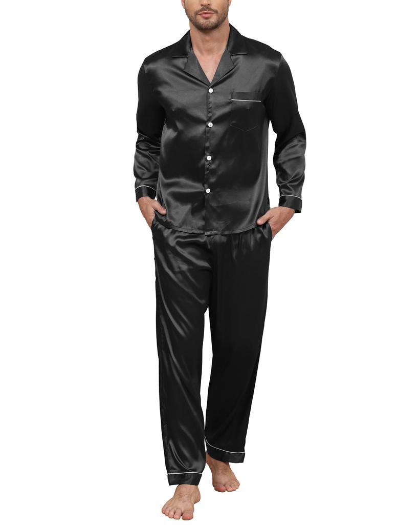 Mcodare Long Top and Bottom Synthetic Gentle on the Relieves Comfortable Loose Perfect for Hospital and More Size Men's Open-Front Pajamas, Sleeves,