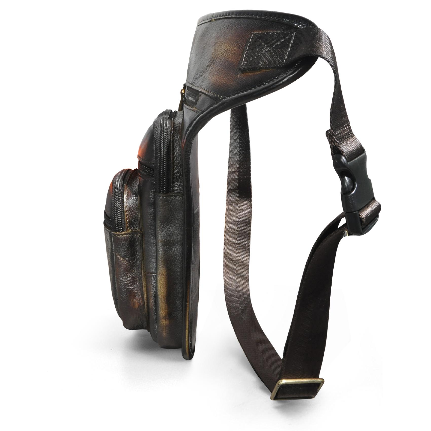 Мужская повседневная сумка через плечо из натуральной кожи — фото 4