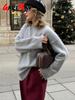 Autumn Winter Women's Knitted Sweater Wool Mohair Thin Gray Jumper Oversize Basic Pullover Women Red Vintage Sweaters for Women