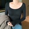 Double-sided abraded silk bottoming shirt for women in autumn and winter with chest pads, warm and piled thickened non-marking top