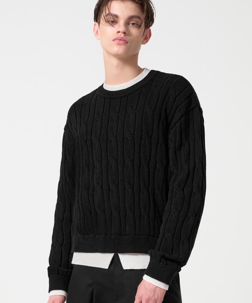 TRILLION Layered Cable Knit_Black