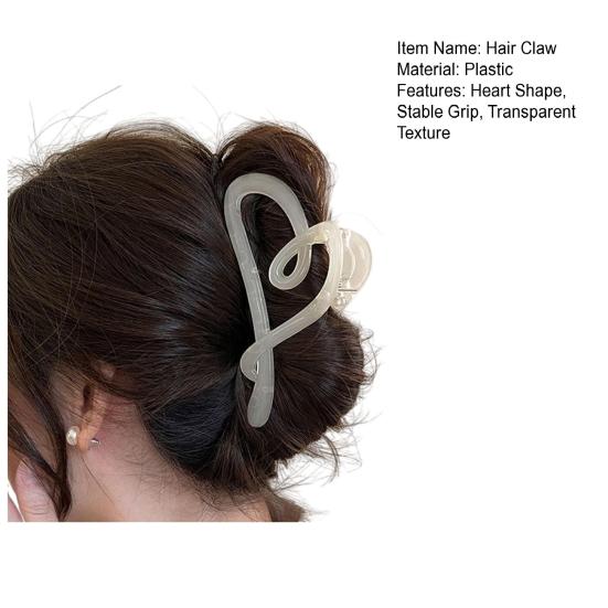 Women Hair Claw Transparent Matte Texture Heart Shape Hair Clip Back Head Shower Hair Claw Hair Accessories