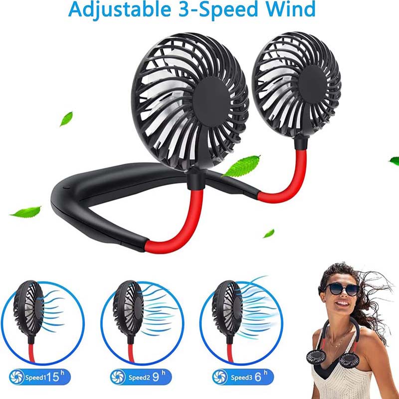 Hands-free Neck Band Hands-Free Hanging USB Rechargeable Dual Fan Mini Air Cooler Summer Portable 360 Degree Rotation At Will