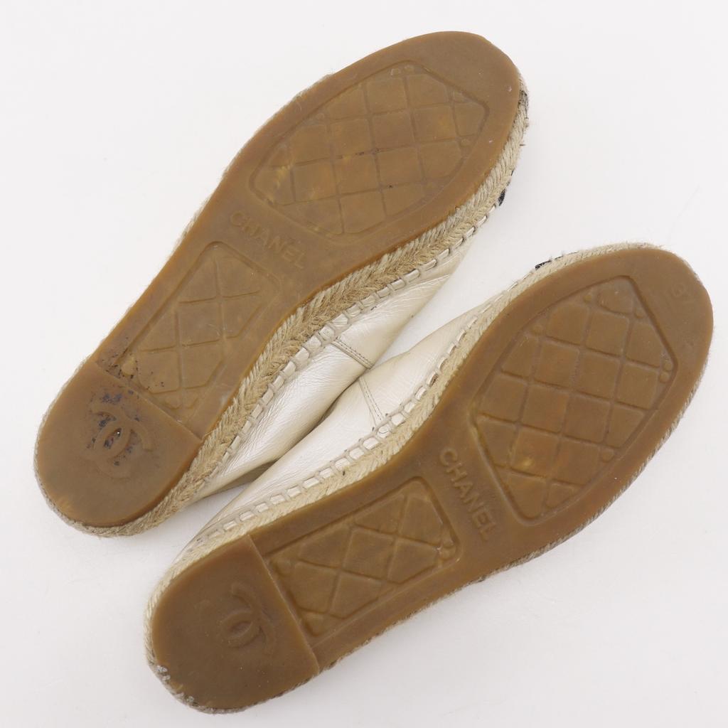 CHANEL Espadrille Slip-on B G29762 COCO Mark White lambskin Women Used