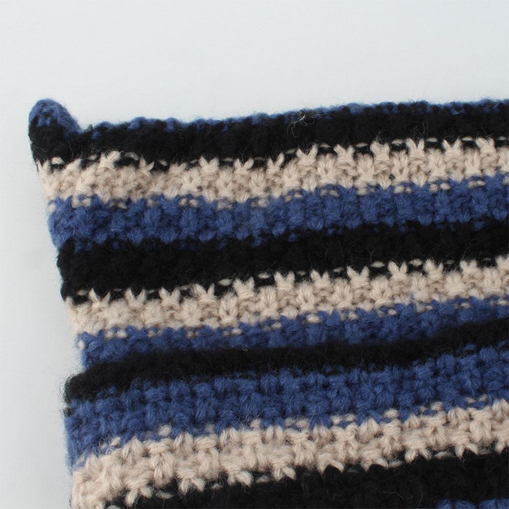 Knit Striped 3D Cat Ear Hat Elastic Windproof Hat with Pom Pom Decor Ear Protector Hat Winter Cycling Skiing Hat