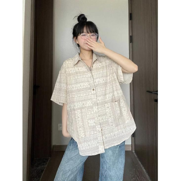 

Летняя молодежная модная рубашка с пятью рукавами, повседневная модная мужская рубашка, японская универсальная новая художественная рубашка 2XL бежевый