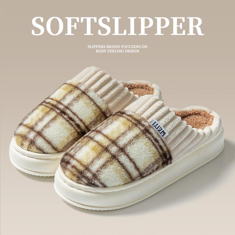 

Утолщенные хлопковые тапочки Осень и зима домашние комнатные теплые нескользящие бархатные для послеродового периода хлопковые швабры модные универсальные 44/45 for 43/44