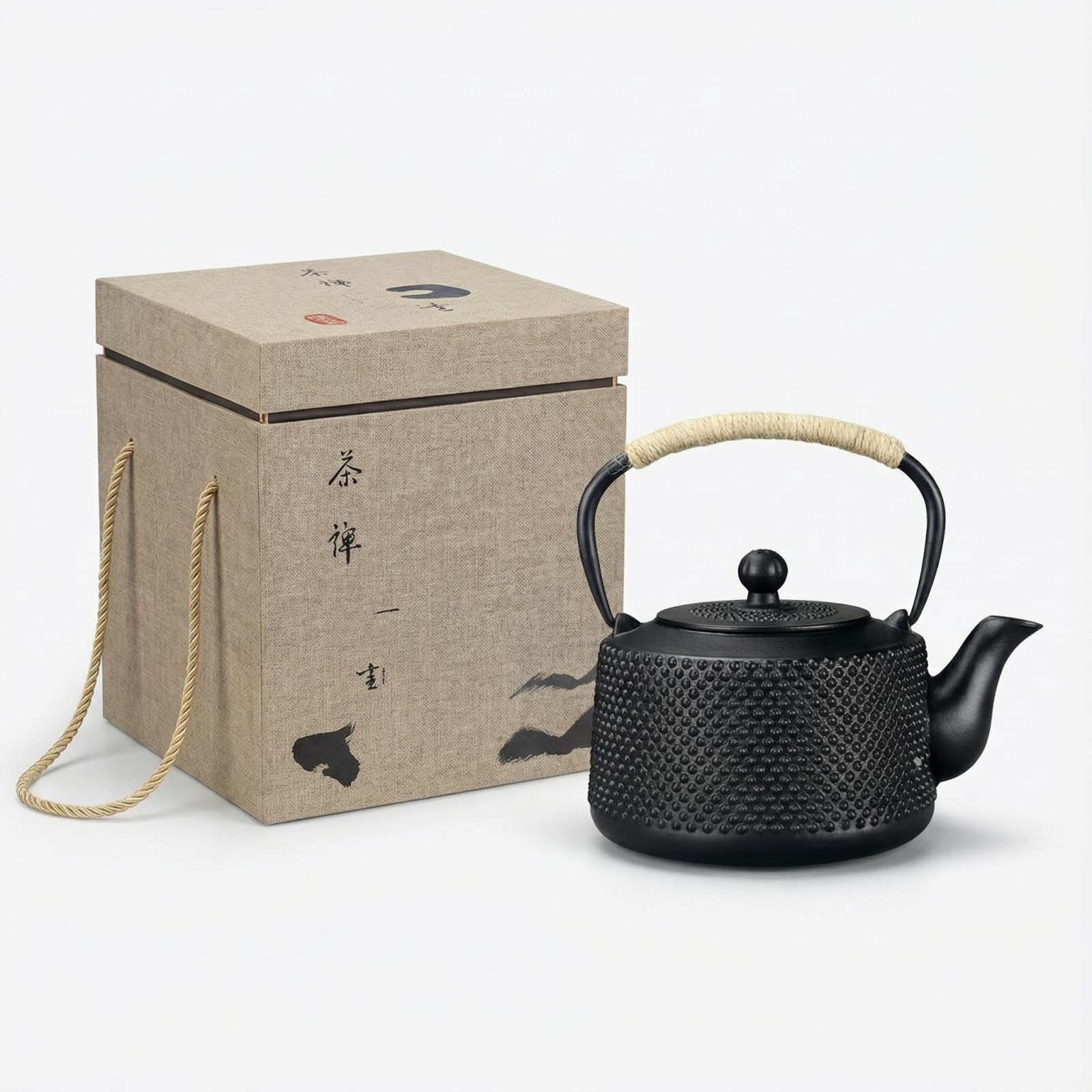 Qoexio Iron Teapot, Nanbu Ironware, Induction Compatible, Teapot with Tea Strainer, Iron Supplement, Can be Cooked on an Open Fire, Traditional Craft,