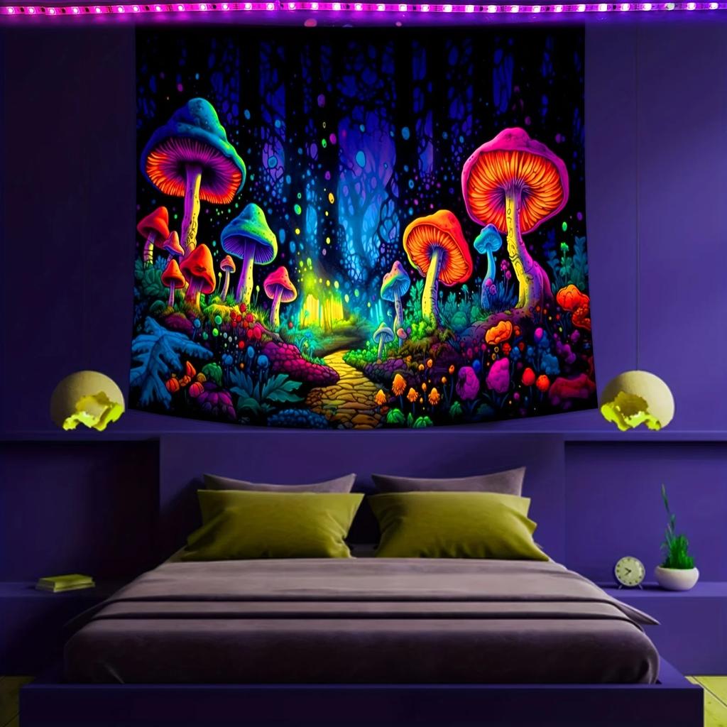VIKAMA Fluorescent Tree Tapestry Which Has Added A Magical Trippy Vibe Ideal For Home Office Guesthouse And Space Decor