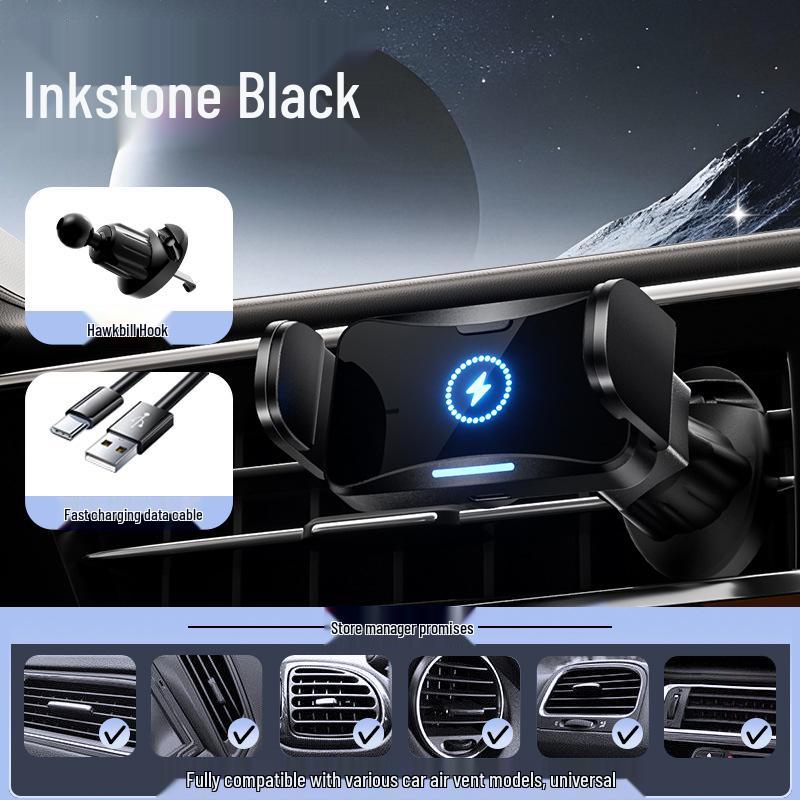 Wireless Fast Charging Car Phone Holder with Auto-Clamp and Shockproof Air Vent Mount for Navigation