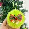 Christmas Bow Plush Ball Pendant, 8cm Festive Party Ball Decoration, Plush Ball Decorative Pendant, Christmas Tree Decorative Pendant.