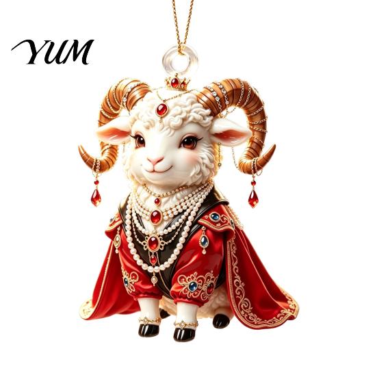 Seasonal Party Ornaments 2027 New Year Sheep Ornament, 2D Acrylic Christmas Tree Pendant Holiday Gift Ideas with Hanging String, Chinese Zodiac