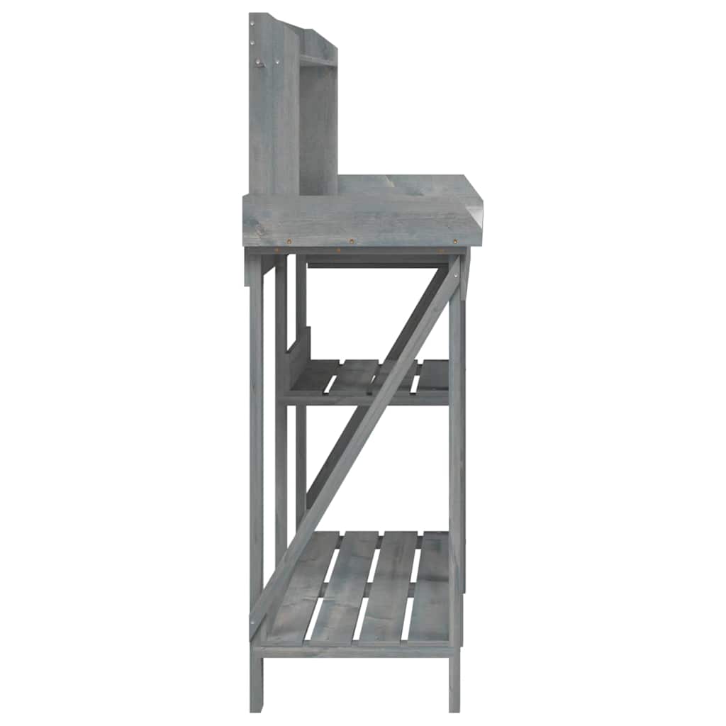 Plant Table with Shelves Grey Solid Pine Wood