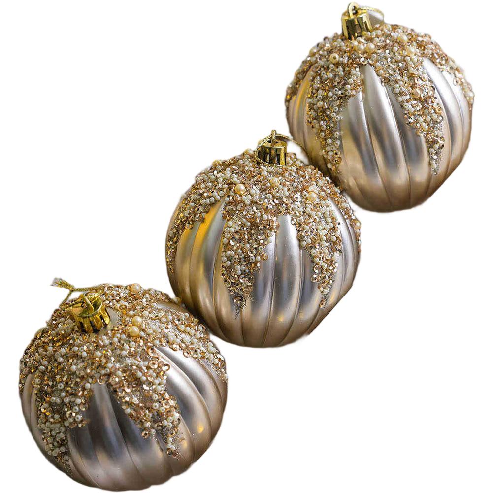 Classic Ornament Shape Matte Christmas Balls Pink Sequin Ornaments