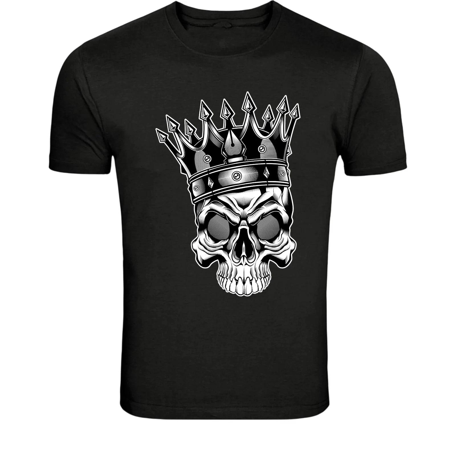 King Skull Crown T-Shirt - Dark Gothic Skull King Graphic Tee XXXXL