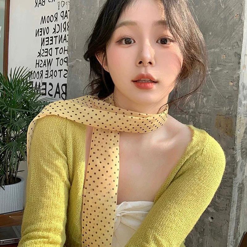 Polka Dots Chiffon Transparent Breathable Sunscreen Shawl Female Summer Thin Long Beach Towel Sun Silk Scarf