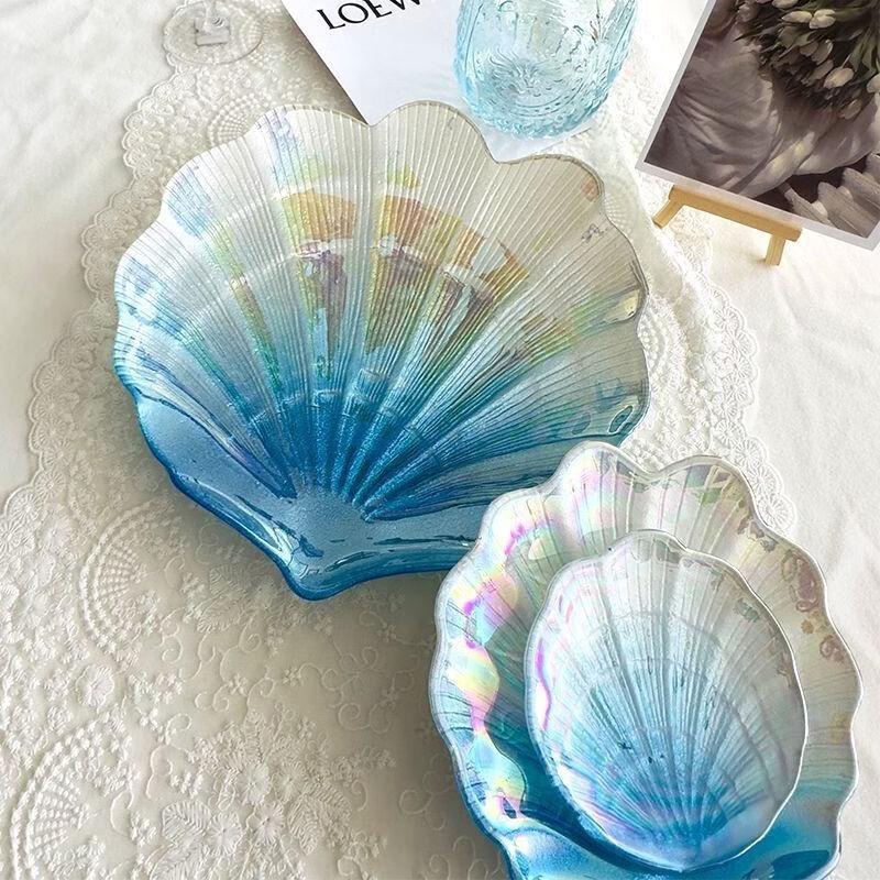 Ru Han Creative Colorful Glass Shell Serving Plate