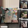 Chinese Ancient Style Beauty Cushion Cover Natural Linen Organic Fabric DoubleSided Printing Sofa Home Decor Gift Pillow Case