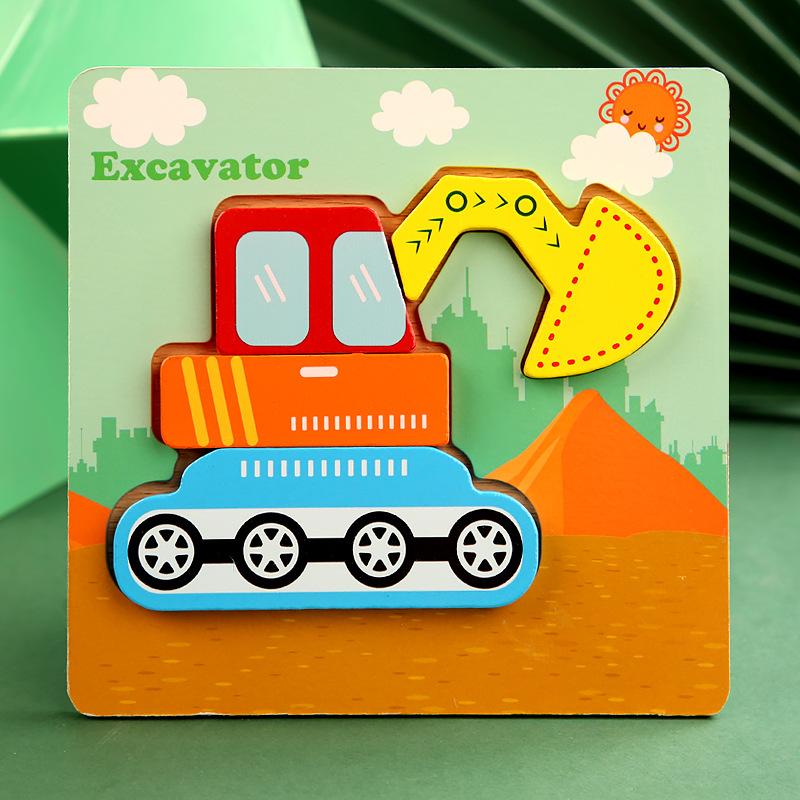 High Quality 3D Wooden Puzzle Baby Cartoon Animal Traffic Jigsaw  Early Learning Cognition Game Puzzle Toys for Children